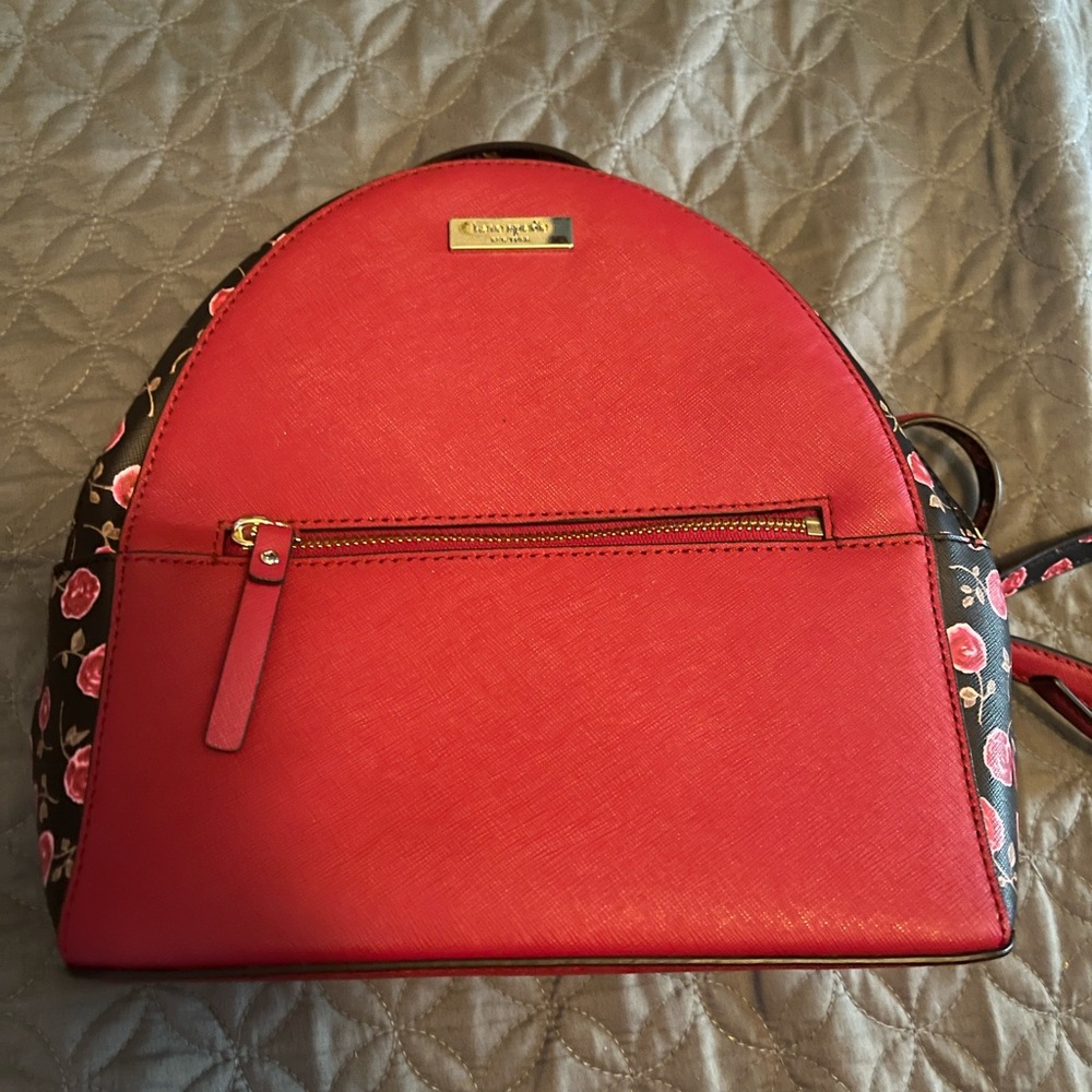 Kate Spade New York Pattern Print, Red Floral Saffiano Leather Backpack